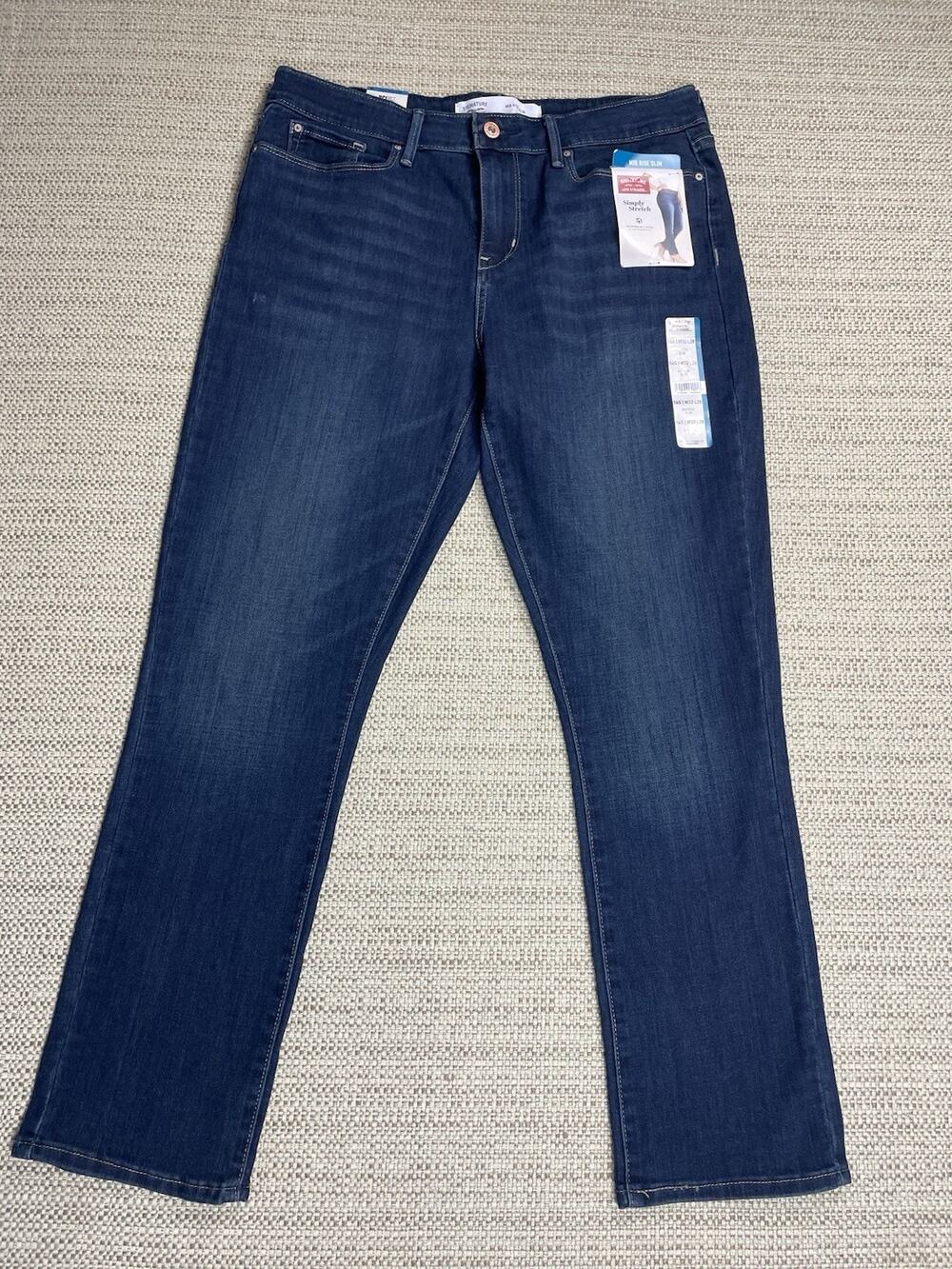 Levis Signature New Mid Rise Slim Stretch Womens Blue Jeans Denim 32w28L
